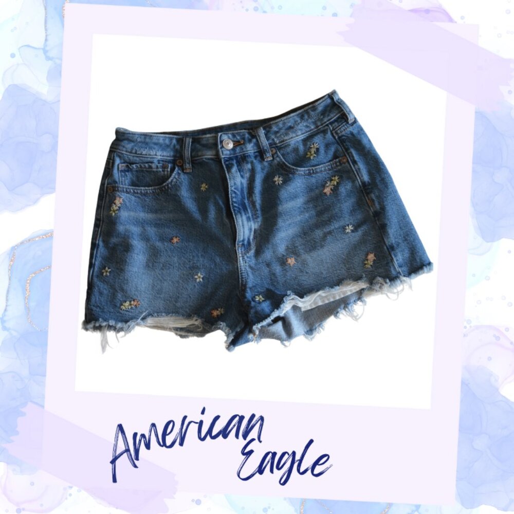 American Eagle Cut-off Distressed Shorts with Flowers